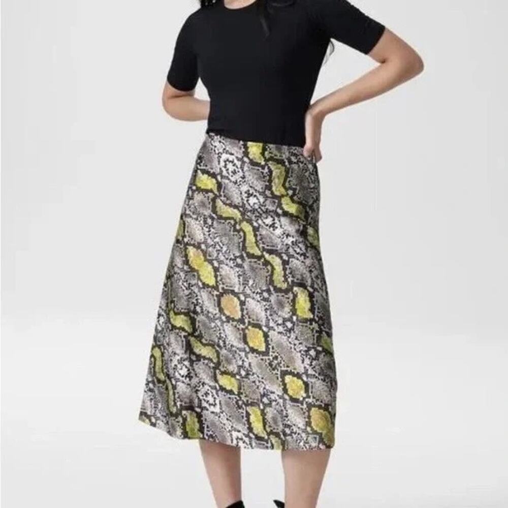 Universal Standard Skirt Womens Green Snake Cee Cee Midi Bias Office